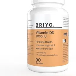 Briyo Vitamin D3 2000 IU - 90 Softgels - For Bone Health, Muscle Function and Immune Support Healthy Bone Function Strong Muscles Boost Immune System for Men/Women-image-34