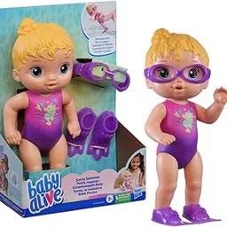 Baby Alive Sunny Swimmer Doll, 10-Inch Water Baby Dolls for 3 Year Old Girls and Boys and Up, Doll, Blonde Hair-picture-24