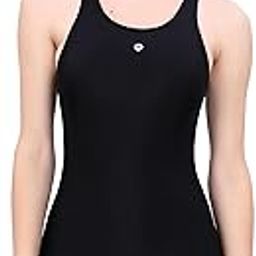 lactra Women's Nylon Swimming Costume| Racer Leg Suit I Padded | Sleeveless (LA_LS_568_Black)-picture-2