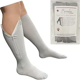 Presadee Closed Toe Grey 20-30 mmHg Zipper Compression Calf Leg Circulation Sock (2X-Large)-picture-29