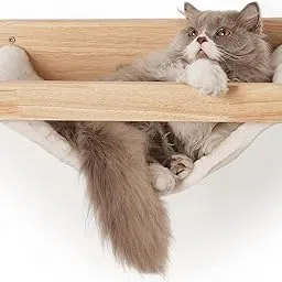 FUKUMARU Cat Hammock Wall Mounted, 18 x 14 in Cats Beds and Perches, Wooden Kitten Walls Furniture, Larger Version Shelves with Extra Cloth, Suitable for 16 inch Drywall Installation-image-80