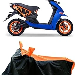 All Weather Protection Bike Cover for Ather 450 Apex Electric Scooty Bike Cover with Water-Resistant and Dust Proof Premium 190T Fabric_Orange Stripe-image-37