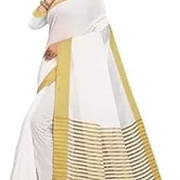 wizika Women's Kerala Cotton Kasavu Saree | Kasavu Sarees | Onam Cotton Saree | Kerala Plain Kasavu Tissue Saree - With Blouse-picture-14