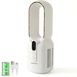 FUMATO Bladeless Series Table Fan | Portable Fan for Home Office Outdoor | USB Rechargeable 2000mAh Battery | 5-Speed Adjustment | White-image-21