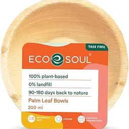 ECO SOUL 100% Compostable, Biodegradable, Disposable Palm Leaf Bowls, Like Bamboo Bowls, Eco-friendly | Sturdy, Microwave & Oven Safe-picture-13