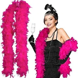 Wanna Party 72" Long 60g Turkey Chandelle Feather Boa for DIY Craft,Party Dancing Dress Up Cosplay Wedding Bachelorette Birthday Christmas Halloween Decoration - Hot Pink-image-27