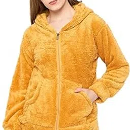 camey Women Solid Hooded Sherpa Fleece Sweatshirt-picture-15