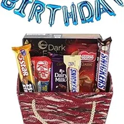 SFU E Com Peanut & Almond Chocolates With Premium Basket | Happy Birthday Foil Ballons Letters With Chocolate Gift Hamper | Birthda Chocolate Gift Combo | 790-picture-69
