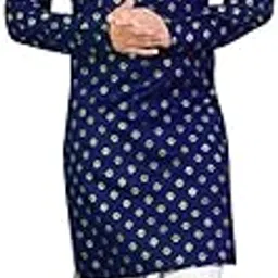drworld Men’s Printed Cotton Kurta | Regular Fit Stylish Ethnic Kurta for Festive, Casual & Office Wear | Soft Breathable Fabric | Traditional Print Kurta (Magic Navy Blue S)-picture-37