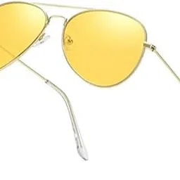 MIKClassic Aviator Metal Unisex Sunglasses, Silver Frame, Yellow Lens (Medium) Pack of 1-picture-18