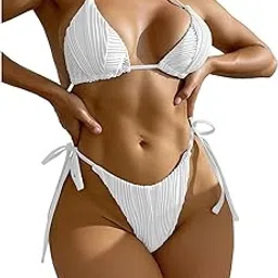 gorglitter Women's 2 Piece Backless Halter Triangle Bikini Swimsuit Tie Side Bathing Suits-picture-14