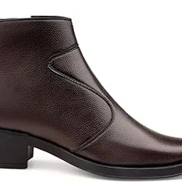bxxy Men's 5-6 Cm Block Heel Height Increasing Faux Leather Material, Casual Formal Slipon Ankle Boot And Dress Boot-picture-17