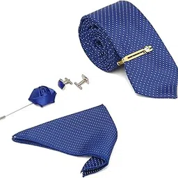 mutaqinoti Mens Woven Premium Silk Necktie Suit Accessories Set With Pocket Square Cufflinks Brooch Golden Tie Pin (TEGP2)-picture-24