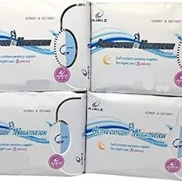 AIRIZ ACTIVEOXYGEN & NEGATIVION RELEX SOFT COTTEN SANITARY NAPKIN FOR NIGHT USE -(32 PIECES)-picture-50