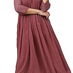 Women'S Dobby Chiffon Woven Design Flared Dress-image-11