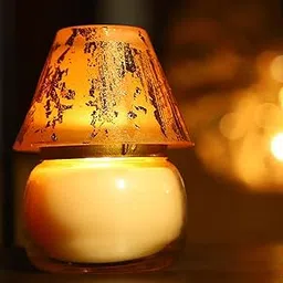 State Art India Lamp Shade Candle in Vanilla Caramel Aroma- 150gm- Burn time 24hrs Candle (Gold, Beige, Pack of 1)-image-9