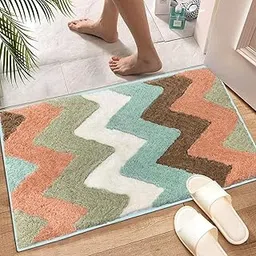 Luxe Home Bath Mat Canada Zigzag Super Soft Anti Skid Slip Water Soak Washable Door Mats for Home, Bathroom Mat, Floor Mat, Kitchen Mat for Floor (40x60 cm) Rust-picture-18
