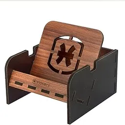 XSOURCE Mobile Stand Wooden Mobile Holder Mobile Docking Station Wooden Foldding Mobile Stand Wooden Handmade Remote Control Stand (Square-Black)-image-6