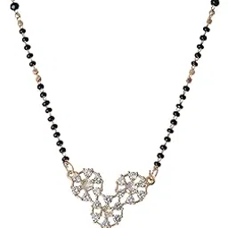 meira jewellery Elegant Rose Gold Plated Mangalsutra for Women|Stylish & Traditional Wedding Jewellery with Black Beads & Pendant Design-05-picture-17