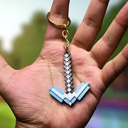 dear internet Mincraft Pickaxe Double-Sided Keychain, Gaming Collectible Bag Charm, Zipper Charm, Blue and White-picture-40