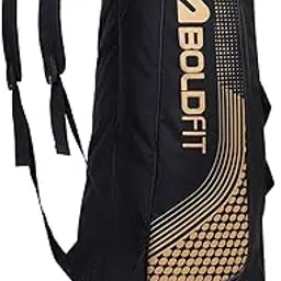 Boldfit Courthaul Badminton Kit Bag for Men & Women 6 Rackets Double Zipper Sports Kit Bag with Backstrap Durable Polyester Badminton Racket Bag for Training, Match & Travel - Black-image-9