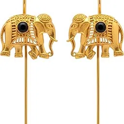 toom thekari Golden Brass Gajanan Bugadi Ear Cuff Earrings for Women | Traditional Maharashtrian Style Earrings | Gold Plated Tribal Boho Jewelry | Handmade Designer Earrings-picture-10