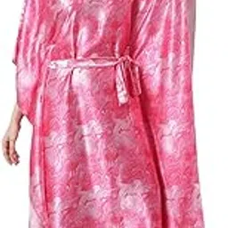 claura Pink Silk Satin Women ​Kaftan Nightdress/Kaftan Nighty for Women-picture-53