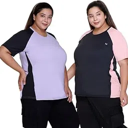 White Moon Plus Size Gym T-Shirt for Women (Combo), Active Wear for Sport, Running, Yoga & Swimming, Polyester Dryfit Top (Pack of 2)-picture-34