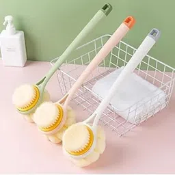 STEPALZZ Long Handle Bath Brush with Loofah | Back Scrubber for Shower | Soft Bristle Body Brush for Exfoliation & Massage | Multicolor (1 Pc)-picture-25