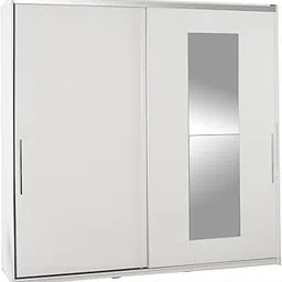 Modern Sliding Wardrobe with Mirror Door, 2-Door Design, White-picture-15