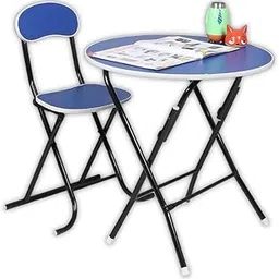 The Tickle Toe Kids Wooden Round Table & Chair Set | Multipurpose Safe & Sturdy Activity Desk for Boys & Girls | Blue with Black Legs | Ages 5-12 Years-picture-23