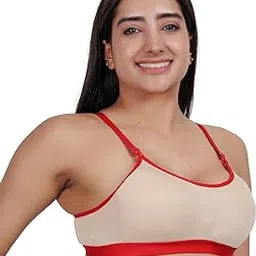 Women’s Beige & Red Sports Bra | Stylish Comfortable Activewear for Everyday, Workout, Yoga,Gym-image-4