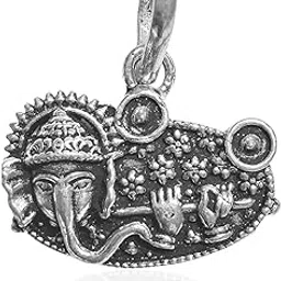 rudracraft 925 silver jewelry RUDRA CRAFT Sterling Silver (92.5% purity) God Ganesh Pendant - playing Flute| God Pendant for Men & Women-picture-32