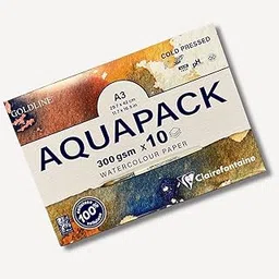 Clairefontaine Goldline AQUAPACK Watercolor Paper Wallet, 100% Cellulose, Medium FINE Grain, 300GSM-A3, 10 Sheets-picture-20
