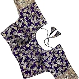 blackbanch Dola Silk Daman Work Short Sleeve Round Neck alterable Women Blouse, Pack of 1-picture-30