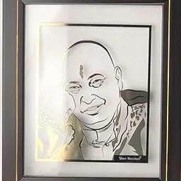 shree kreations Gold Plated Guruji Photo Frame Showpiece Stand for Wall Mount & Home Decor-picture-66