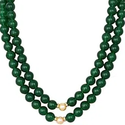 manbhar gems Emerald Green Onyx Gemstone Round Beads 2 Layer Necklace for Girl and Women Green Mala Fashion Jewellery-picture-29