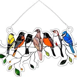CLUB BOLLYWOOD® Stained Glass Birds Window Panel Hanging Suncatcher 20.5X12.5Cm|Home & Garden | Home D?©cor | Suncatchers & Mobiles| Suncatchers & Mobiles|1 Piece Bird Suncatcher-picture-17