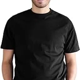 timstar Black Plain T-Shirt for Men – Soft Poly Classic Fit - Medium-picture-25