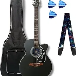Musical Works Guitar, Acoustic Guitar, 39 Inch Cutaway, with Bag, Strings, Pick and Strap, Black mat Colour Full Truss rod and Jack input sub Guiter 02-picture-13