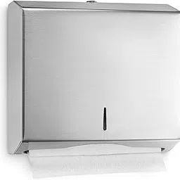 AIR O MATIC Stainless Steel Mini M-Fold Tissue Paper Towel Dispenser Wall Mounted with Lock Design - Silver-image-16
