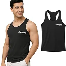 WHEYFIT Men's Gym Tank Top, Black Athletic Racerback Sleeveless Workout Training Vest-picture-26