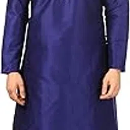 royal kurta Men's Regular Fit Silk Blend Dhoti Kurta Set (Blue)-picture-52