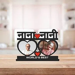 MYGIFTYSHOP Nana Nani 2 Heart Customized Wooden Photo Frame TableTop 10x8 Inches In - | Anniversary Birthday Retirement Love Caring Gift | For Nana Nani Granny Grandparents-picture-13