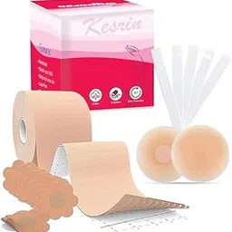 Premium Breast Shaper & Lifter Boob Tape with 10 Nipple Pasties Push-Up & Lifting Breast Tape | Double-Sided Sticky Body Tape | Invisible Support for All Outfit Styles Brown-image-95
