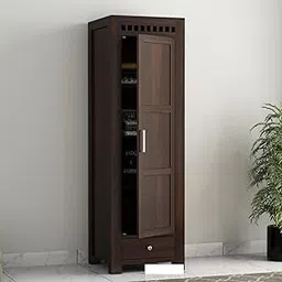 HAVORI FURNITURE Wooden Single Door Wardrobe Organizer for Storage with 1 Drawer & 4 Shelves - Solid sheesham Wood Cupboard for Bedroom - Wooden Almirah Organizer for Clothes Storage (Design 30)-picture-37