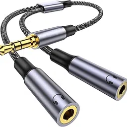 Mizi Headphone Splitter 3.5mm Stereo to Dual 3.5mm Female Jack Audio, Extension Cable Y Splitter Compatible With iPhone Samsung iPad Tablet Laptop - Grey-image-24