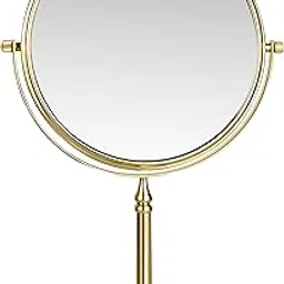 Plantex Premium Brass Magnifying Mirror/Two-Sided 360° Swivel Makeup Mirror with 5x/1x Magnification/Table Mirror (8 Inch-Golden/Tabletop)-picture-43
