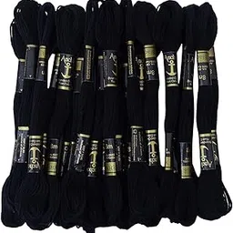 Fringo Cross Stich Embroidery Thread Set: Premium Stranded Cotton Threads for Hand Embroidery (10 Pcs Black Color)-image-44
