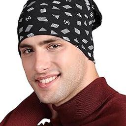mack jonney VIMAL JONNEY Men's Scarf (Cap_PRT-no.2-blk_01_Black_Free Size)-picture-2
